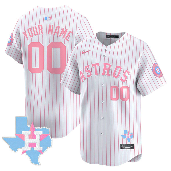 Youth Houston Astros Active Player Custom Pinstripe Bubblegum Pink Limited Stitched Jersey